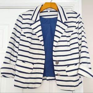 Express Jacket small white navy striped blazer